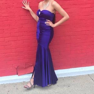 Strapless Royal Purple Prom Dress